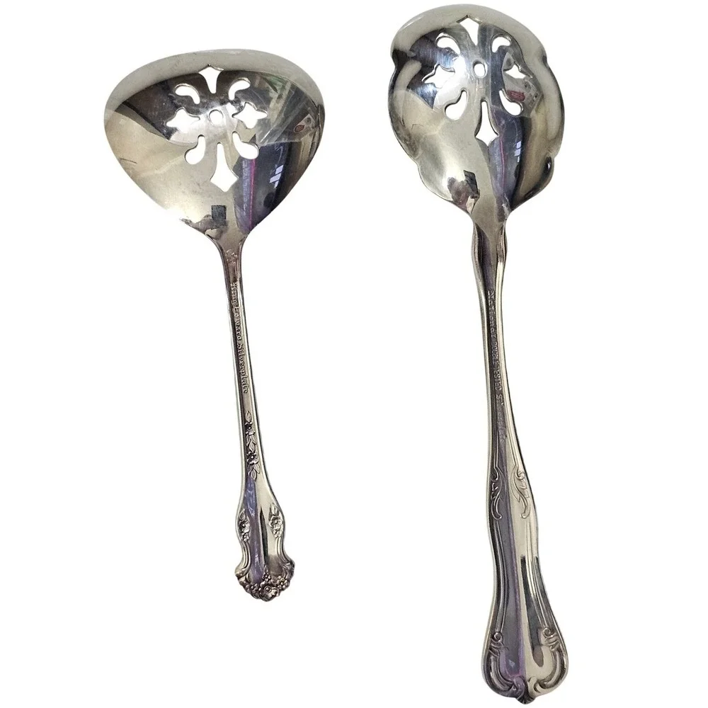 Vintage WM A. Rogers Silverplate OES‎ Serving Spoons Set of 2 Masonic Flatware